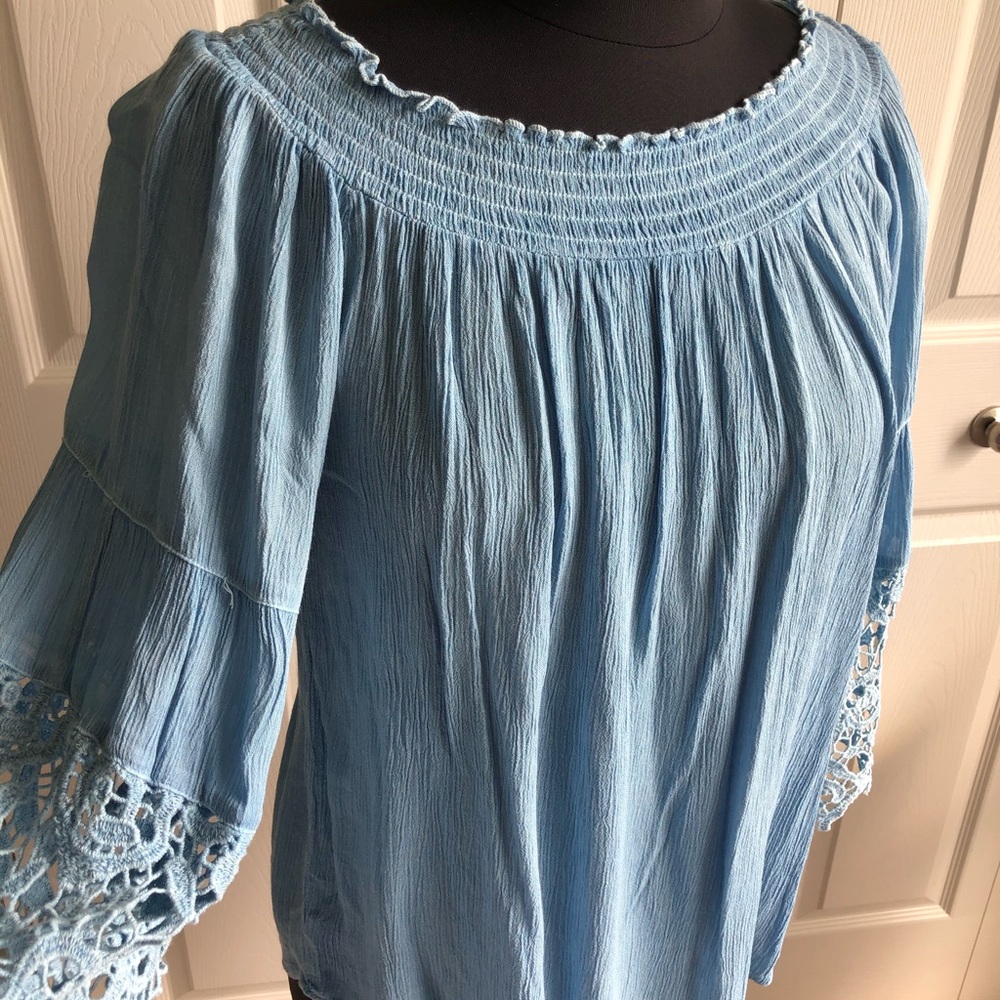 Studio West brand off the shoulder peasant top